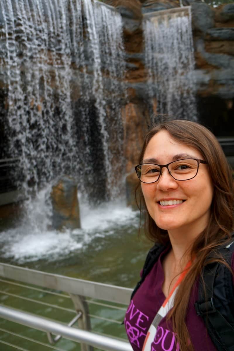 Take a photo in front of Rady Falls, a 65-foot waterfall at the San Diego Zoo. | Conrad Prebys Africa Rocks | San Diego Zoo | what to do in San Diego | waterfalls | TravelingWellForLess.com