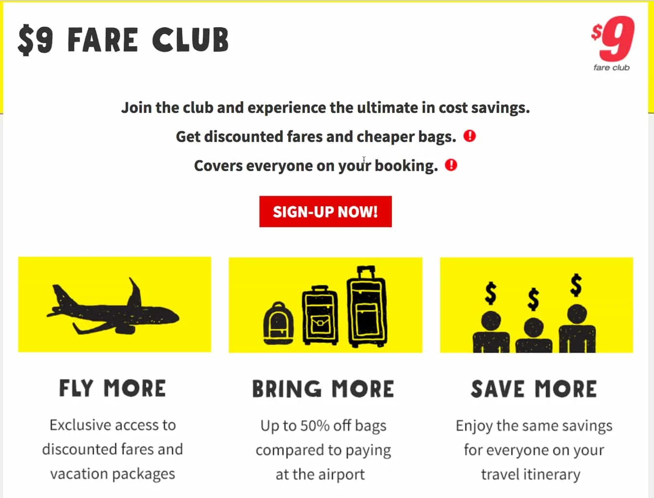 $9 Fare Club Membership includes discounts on flights (up to $20 per person), bag fees, and vacation packages. | everything you need to know about Spirit Airlines | Spirit Airlines tips, tricks, and hacks | travel hacks | cheap flights | TravelingWellForLess.com