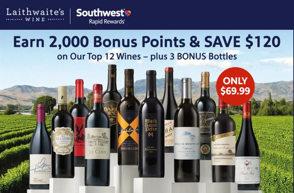 You can get 2,000 Southwest points when you buy wine. | how to earn Southwest points without flying | travel hacking | miles and points | TravelingWellForLess.com