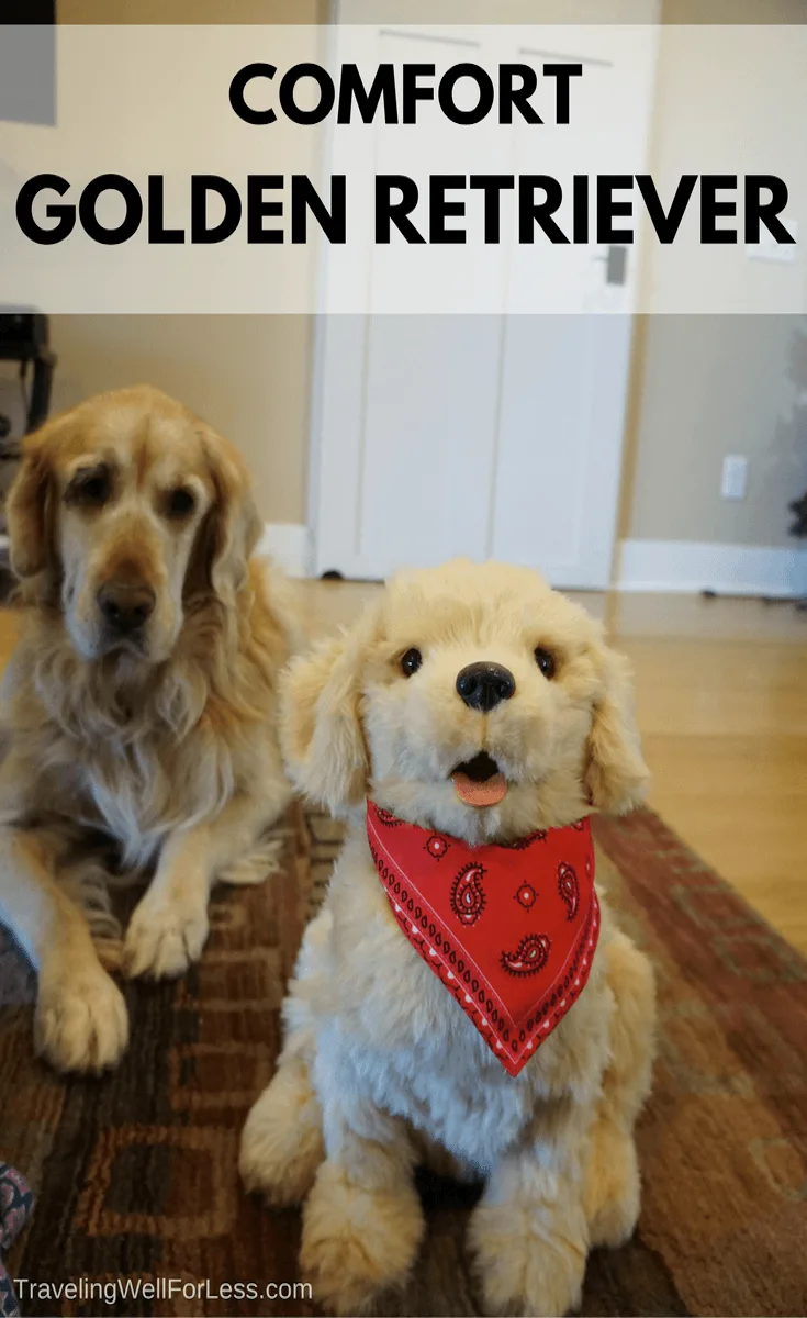 Hasbro Joy For All Companion Pet, Golden Pup, a comfort golden retriever for all ages. All the benefits of a real pup without the cleanup. https://www.travelingwellforless.com