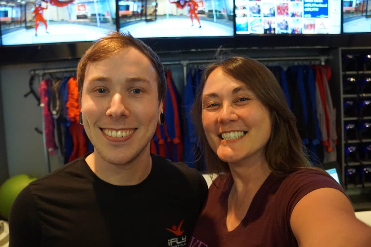 My instructor was Cole Fehr. He was totally chill, funny, and clearly explained things. | iFly Portland Indoor Skydiving | https://www.travelingwellforless.com