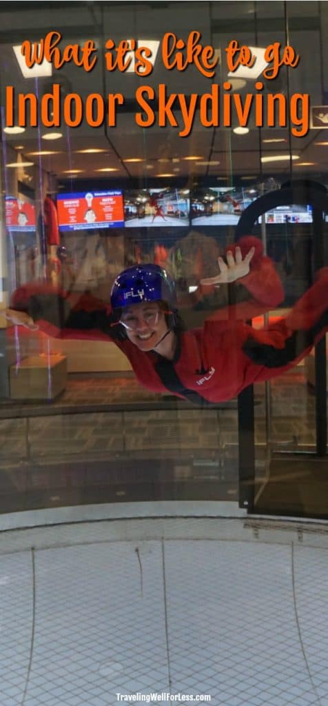 At iFLY Portland Indoor Skydiving (or any of their locations, you can try skydiving without the risk. No jumping or plane required. All you need is a willing attitude. And I was willing. Click through to find out what it's like to go indoor skydiving. | iFly Portland Indoor Skydiving | https://www.travelingwellforless.com