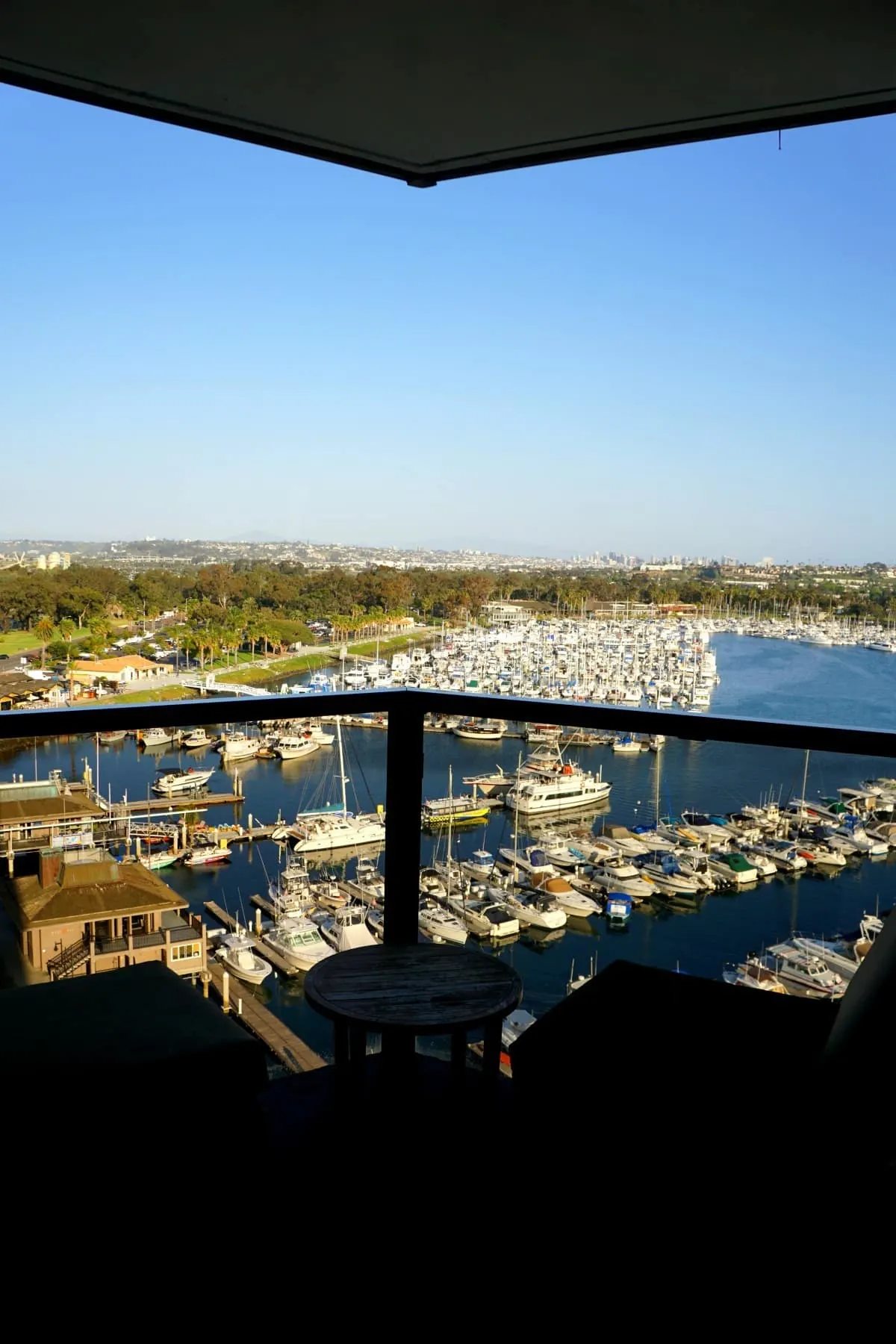 Marina views from the 12th floor at the Hyatt Regency Mission Bay Spa and Marina. TravelingWellForLess.com