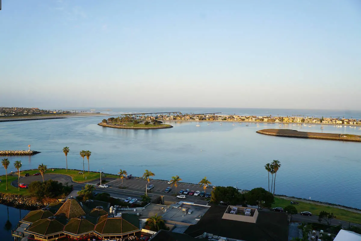 Enjoy ocean and bay views from the Hyatt Regency Mission Bay Spa and Marina. TravelingWellForLess.com