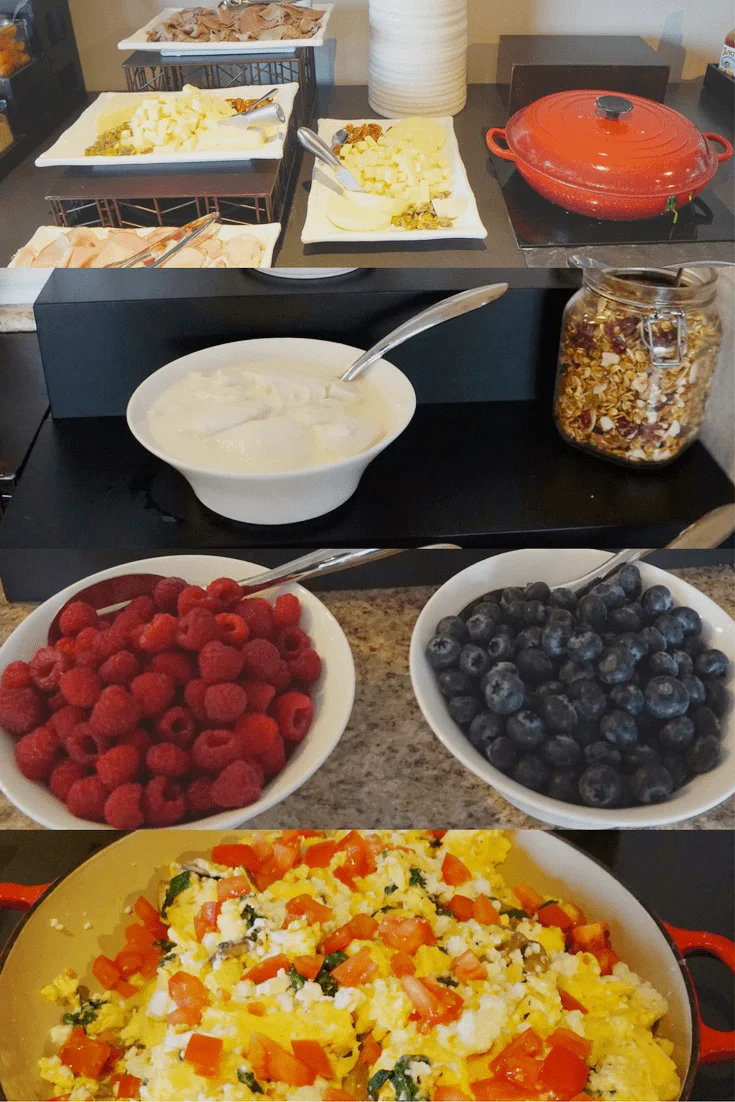 The breakfast options in the Regency Club Lounge at the Hyatt Regency Mission Bay Spa and Marina. TravelingWellForLess.com