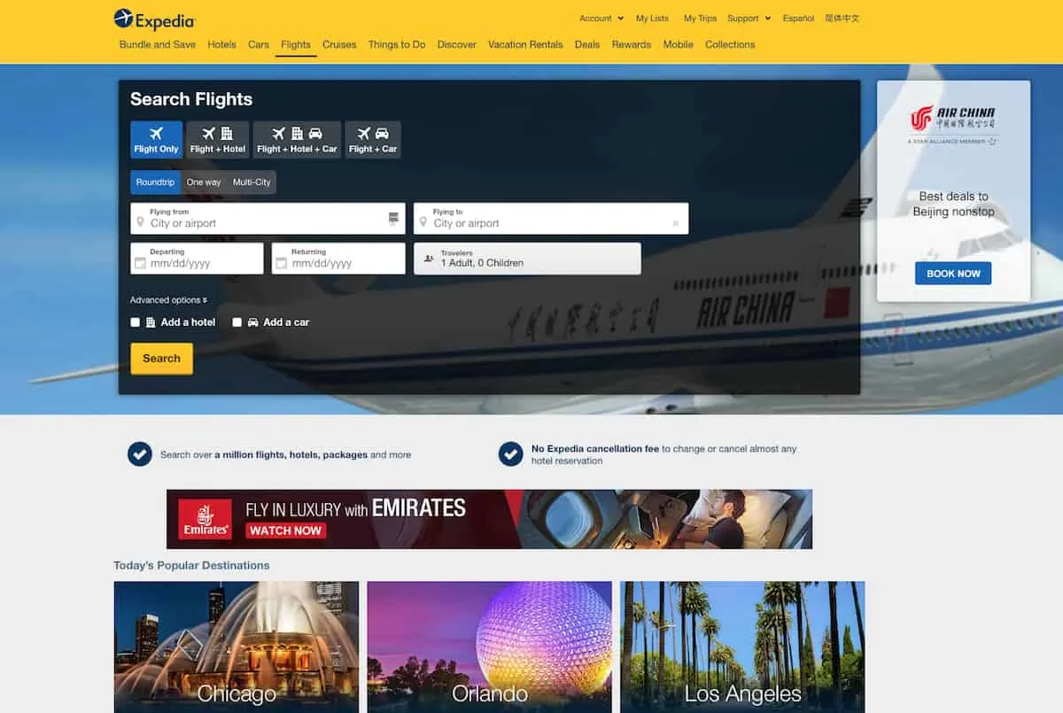 Searching for cheap airline tickets is quick on Expedia.