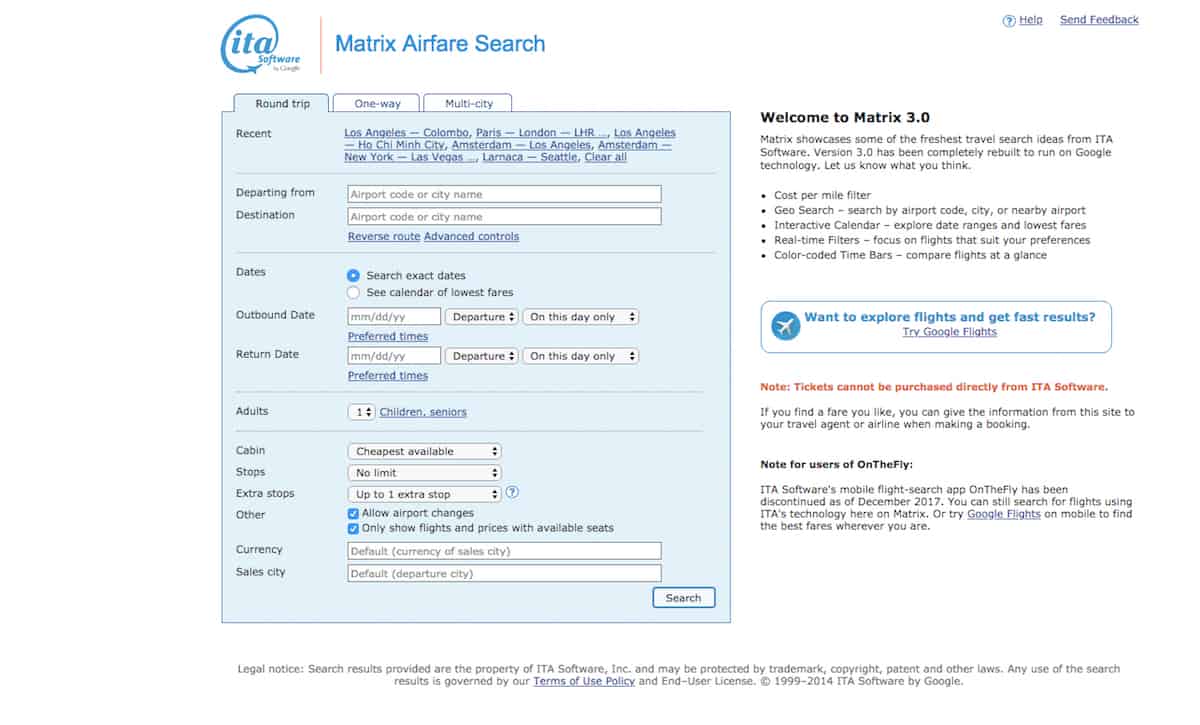 ITA Matrix is a robust and powerful website for finding cheap flights. 