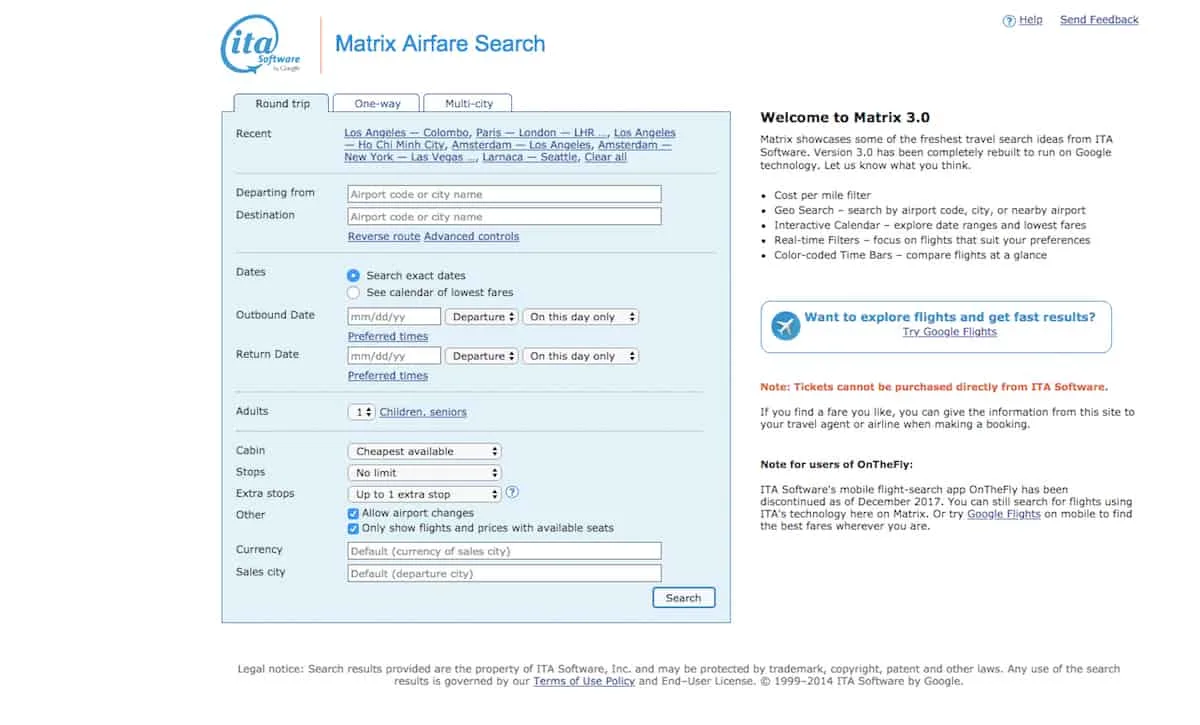 ITA Matrix is a robust and powerful website for finding cheap flights. 