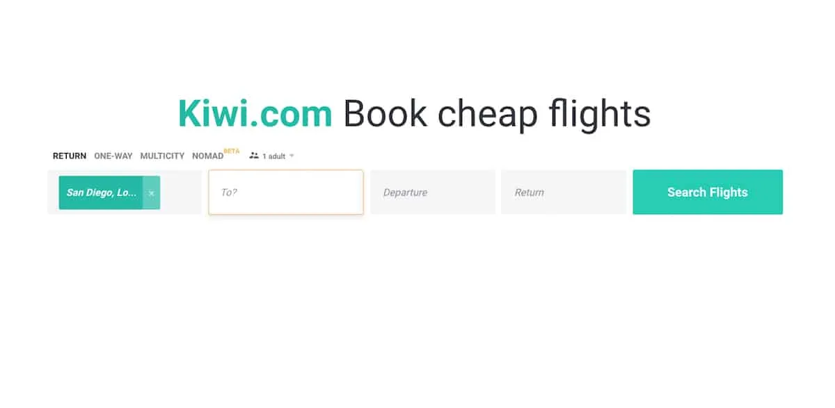 Kiwi has a huge database of flights and looks for tickets on all airlines including low-cost carriers.