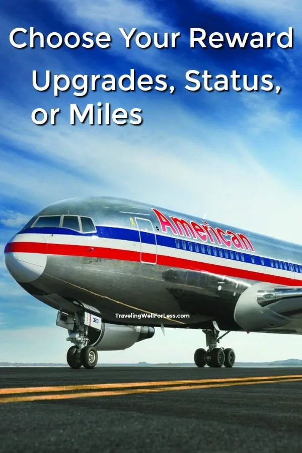American Airlines is offering their frequent flyers an incentive to remain loyal. Fly more and you can choose your reward: upgrades, status, or miles. Here's an analysis of the options and which one is the best choice. #traveltips #travelhack #travel #americanairlines https://www.travelingwellforless.com