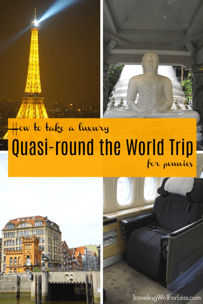 This luxury quasi-round the world 19-day trip cost $33,200. Find out how you can do the same trip for about 10% of the price. | travel hacks | travel hacking | miles and points | travel around the world | TravelingWellForLess.com