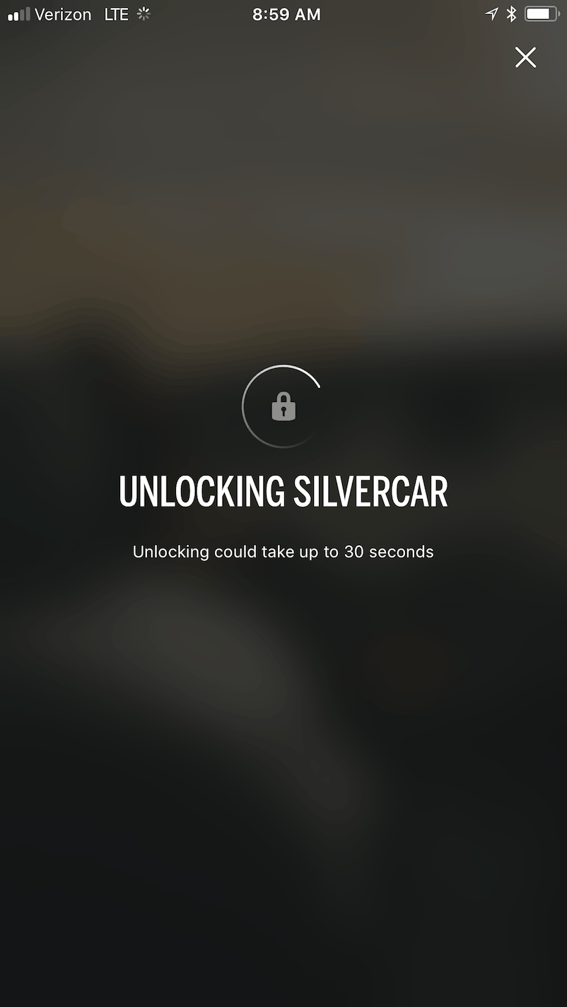 Once you agree, the screen shows an UNLOCKING SILVERCAR message.