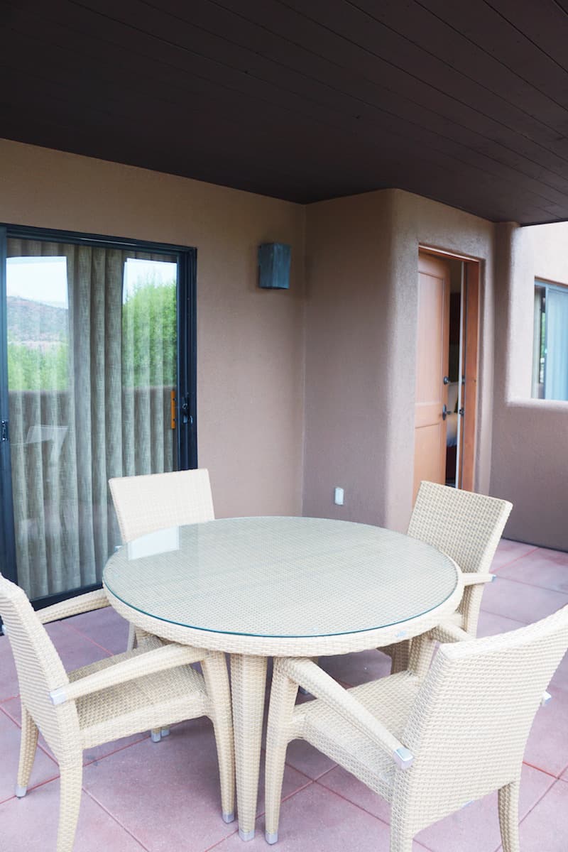 You can access the balcony from the living room via sliding glass door and a door in the bedroom.