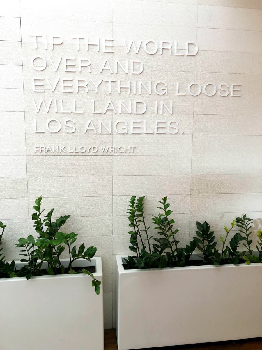 Frank Lloyd Wright Quote on outside wall at Star Alliance Business Class Lounge LAX