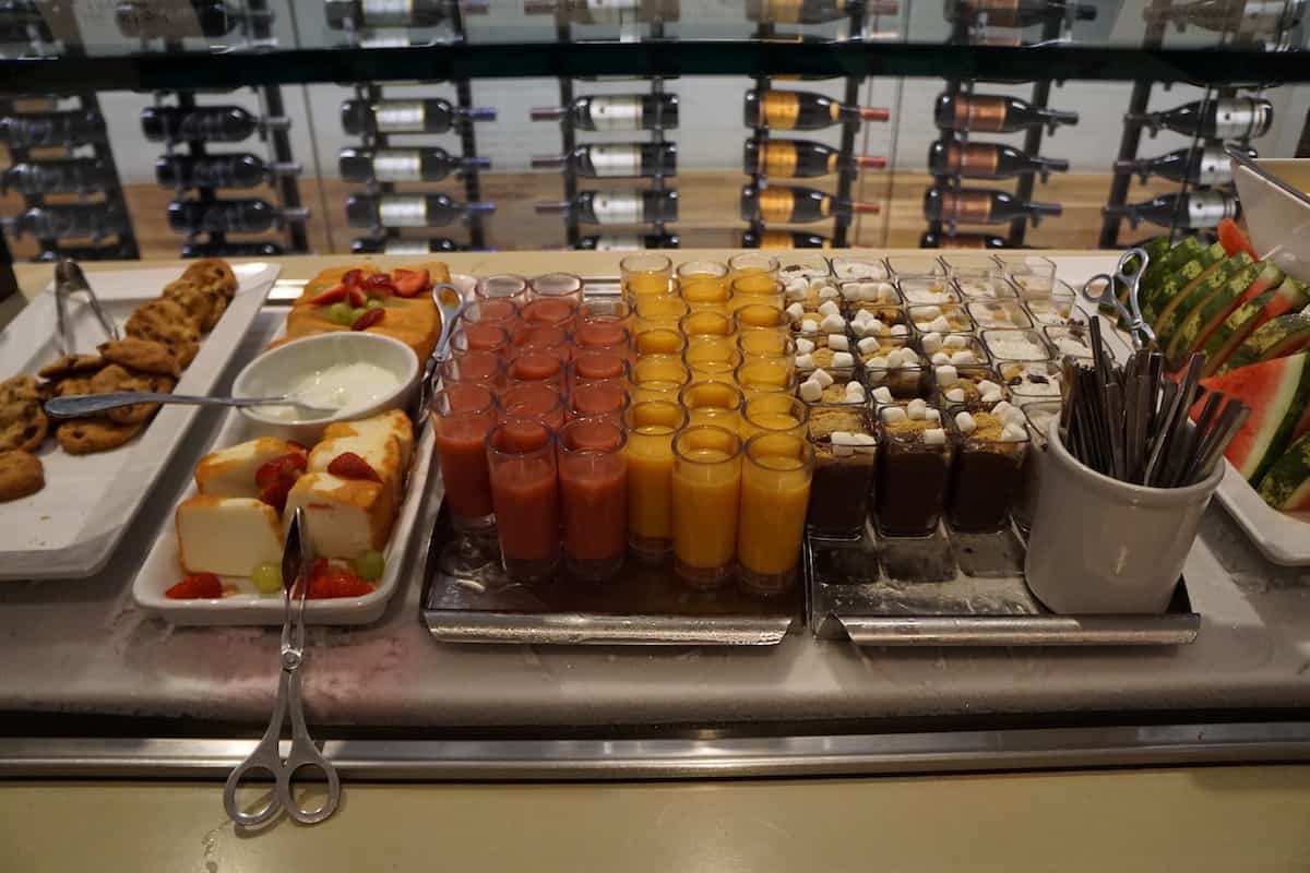 Cookies, pound cakes, smoothies, pudding and other desserts at the Star Alliance Business Class Lounge LAX