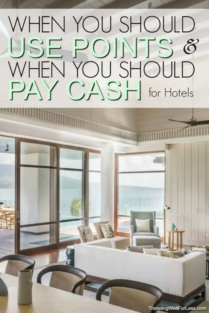 When should you pay with points and when should you pay with cash for hotels? You can save a LOT of money using points. But sometimes it’s cheaper to pay cash. Find out when you should pay with points and when to pay with cash. #travelhacks #travel #traveltips