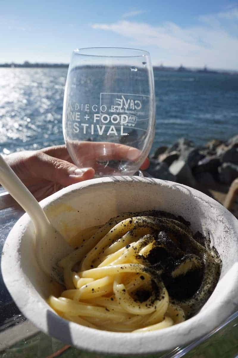 Freshly prepared for each person, the ash gave the fettuccine alfredo texture. The only negative, my wine glass was empty. | San Diego Bay Wine and Food Festival | things to do in San Diego | wine | TravelingWellForLess.com