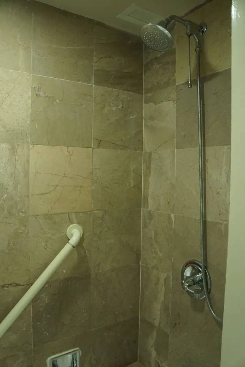 You can easily share the bathroom. The tub/shower is to one side (left for me). The shower pressure was perfect. | Marriott Puerto Vallarta Resort & Spa | where to stay in Puerto Vallarta | www.TravelingWellForLess.com