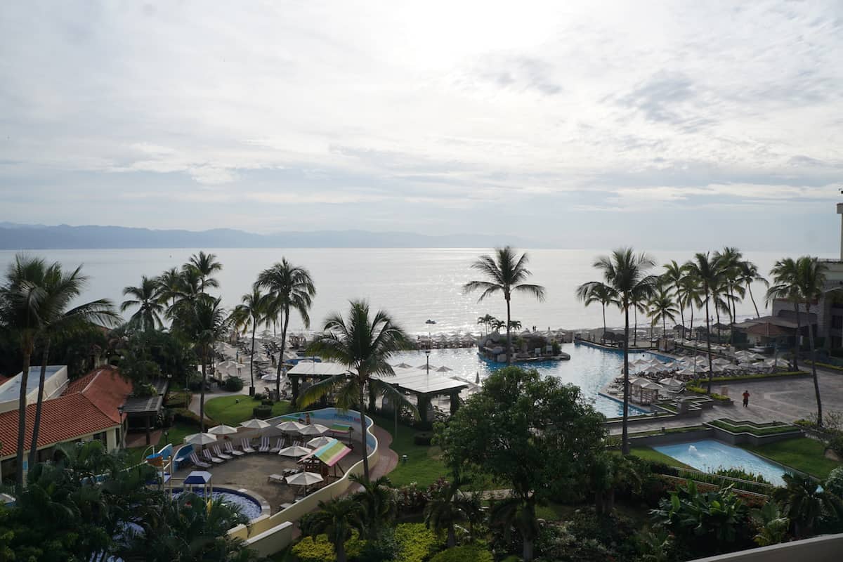 My third-floor room in the main tower overlooked the Herb Garden, kids activity area, pool, and the ocean. | Marriott Puerto Vallarta Resort & Spa | where to stay in Puerto Vallarta | www.TravelingWellForLess.com