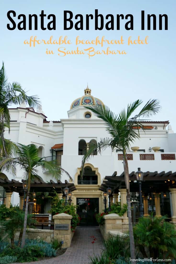 Beachfront in Santa Barbara on a budget at the Santa Barbara Inn. With a California Mission, Spanish Mediterranean architecture style, the hotel only looks expensive. Rooms are affordable and include daily breakfast. | Where to stay in Santa Barbara | Santa Barbara beachfront hotel | California | American Riveria | http://www.TravelingWellForLess.com