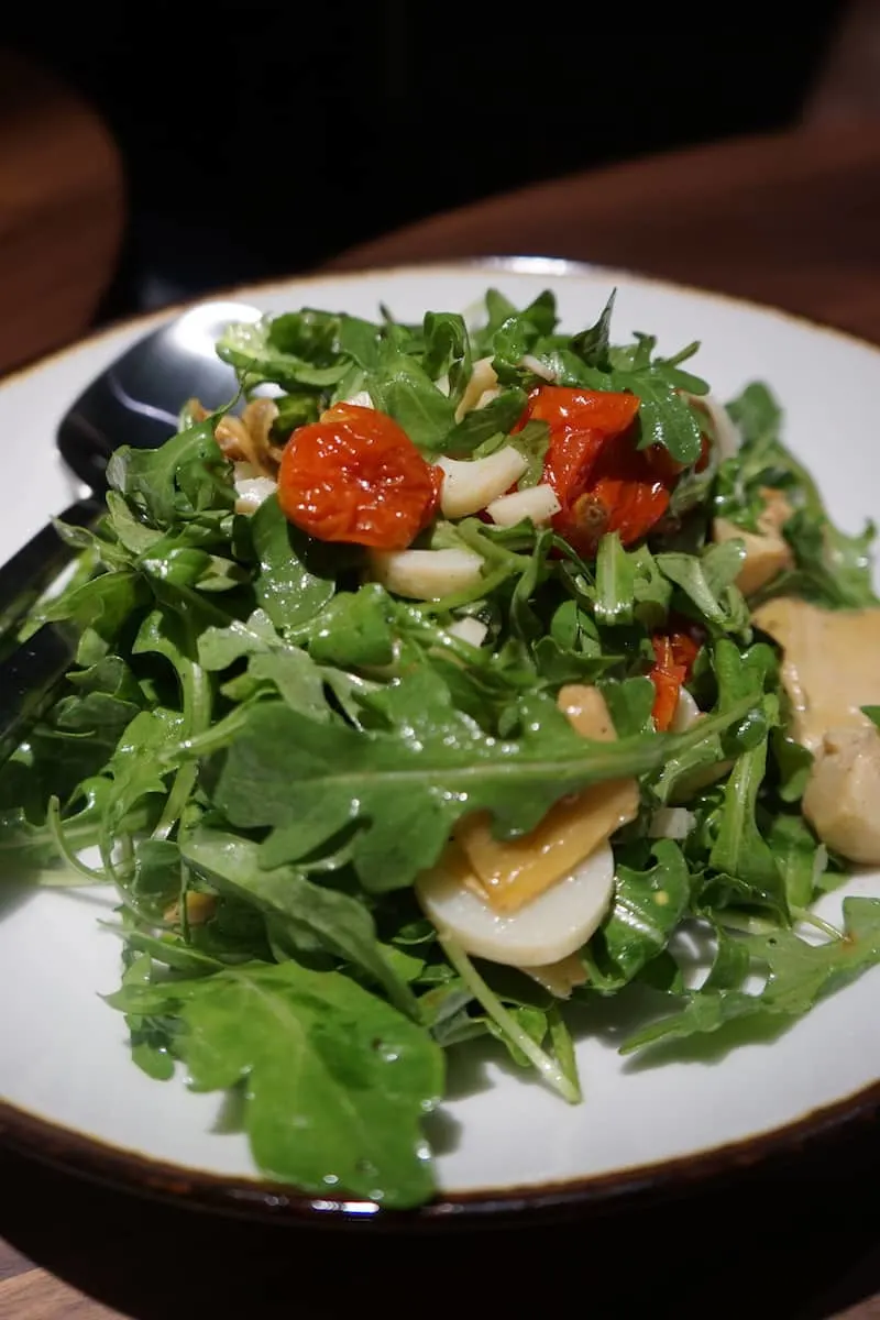 roasted artichoke salad with hearts of palm and sun-dried tomatoes and lots of arugula was sublime. | Dublin, Ohio | Columbus | Spanish food | where to eat in Columbus | TravelingWellForLess.com