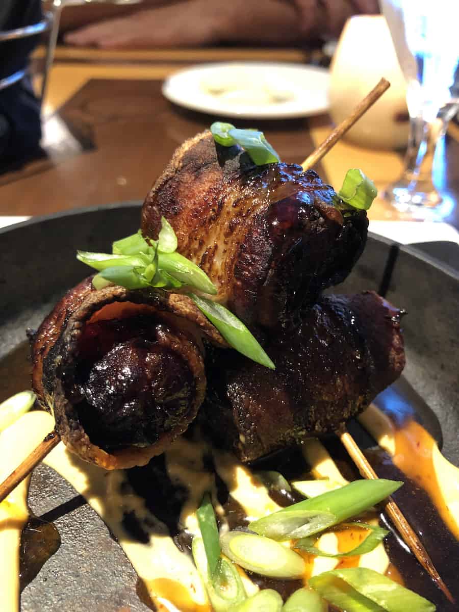 Bacon wrapped Medjool Dates from the Silver Trumpet, one of the best things to do in Costa Mesa