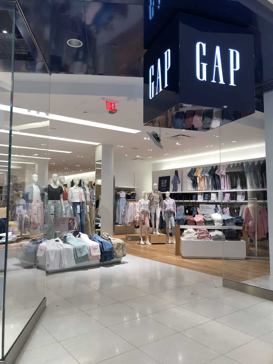 view inside Gap Store at South Coast Plaza, one of the best things to do in Costa Mesa