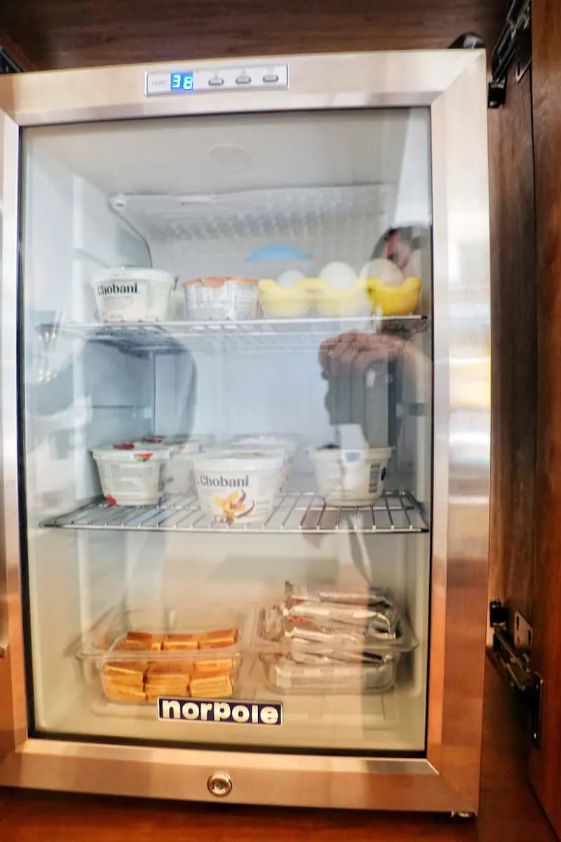 fridge with yogurt and eggs