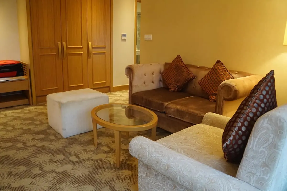 living room in hotel suite