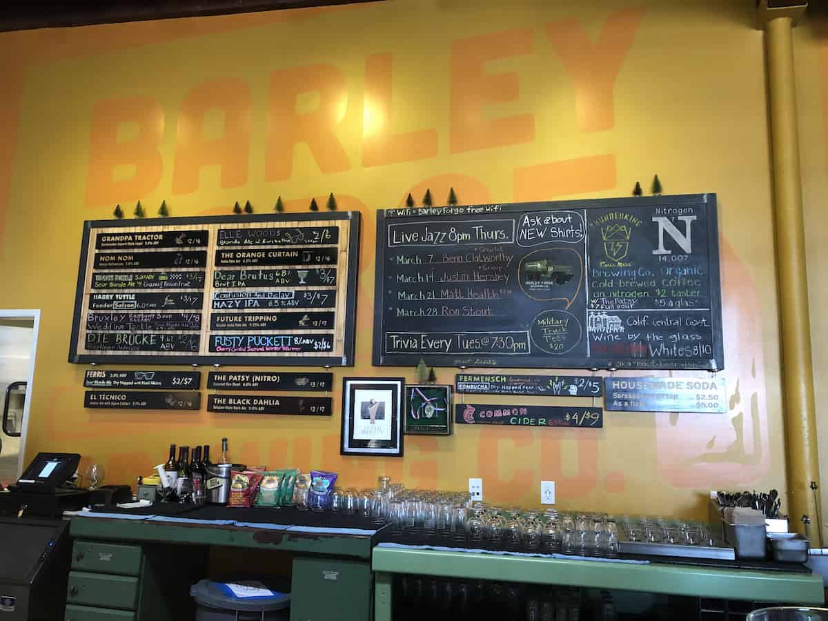 barley forge brewing co beer menu