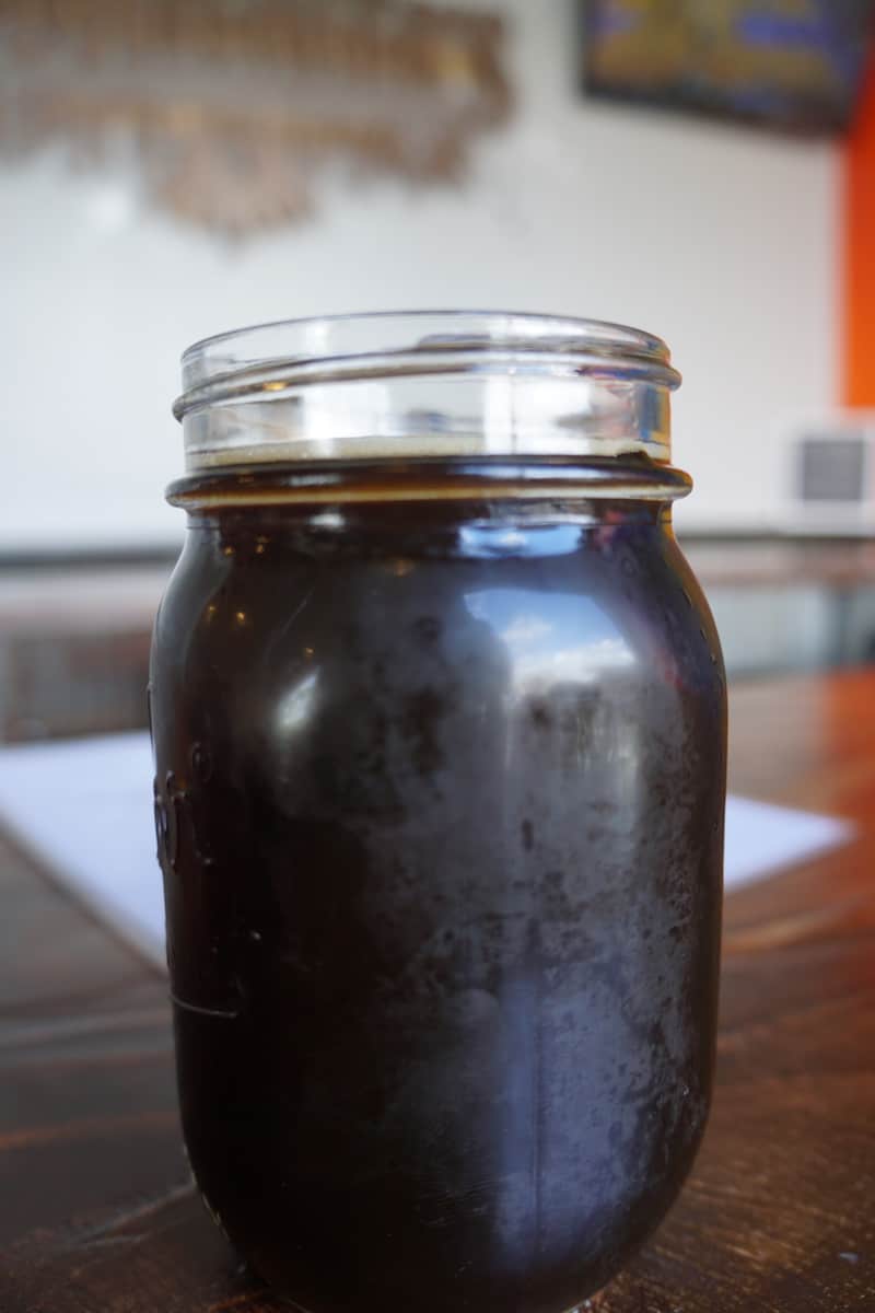 dark craft beer in mason jar