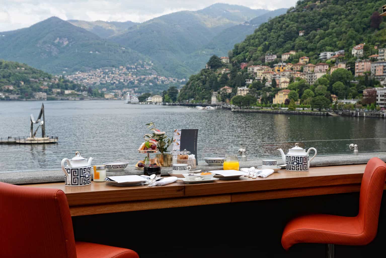 view of Lake Como from outside of a restaurant