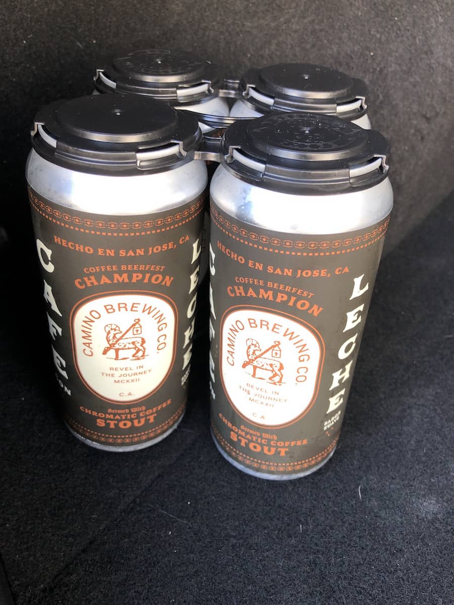 crowlers of Camino Brewing Co Cafe con Leche stout beer