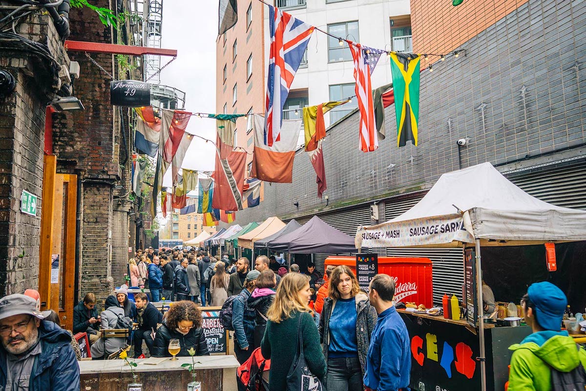 people visiting Maltby street market