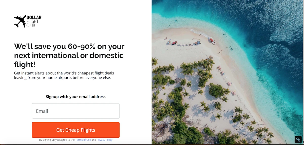 join Dollar Flight Club from the signup page