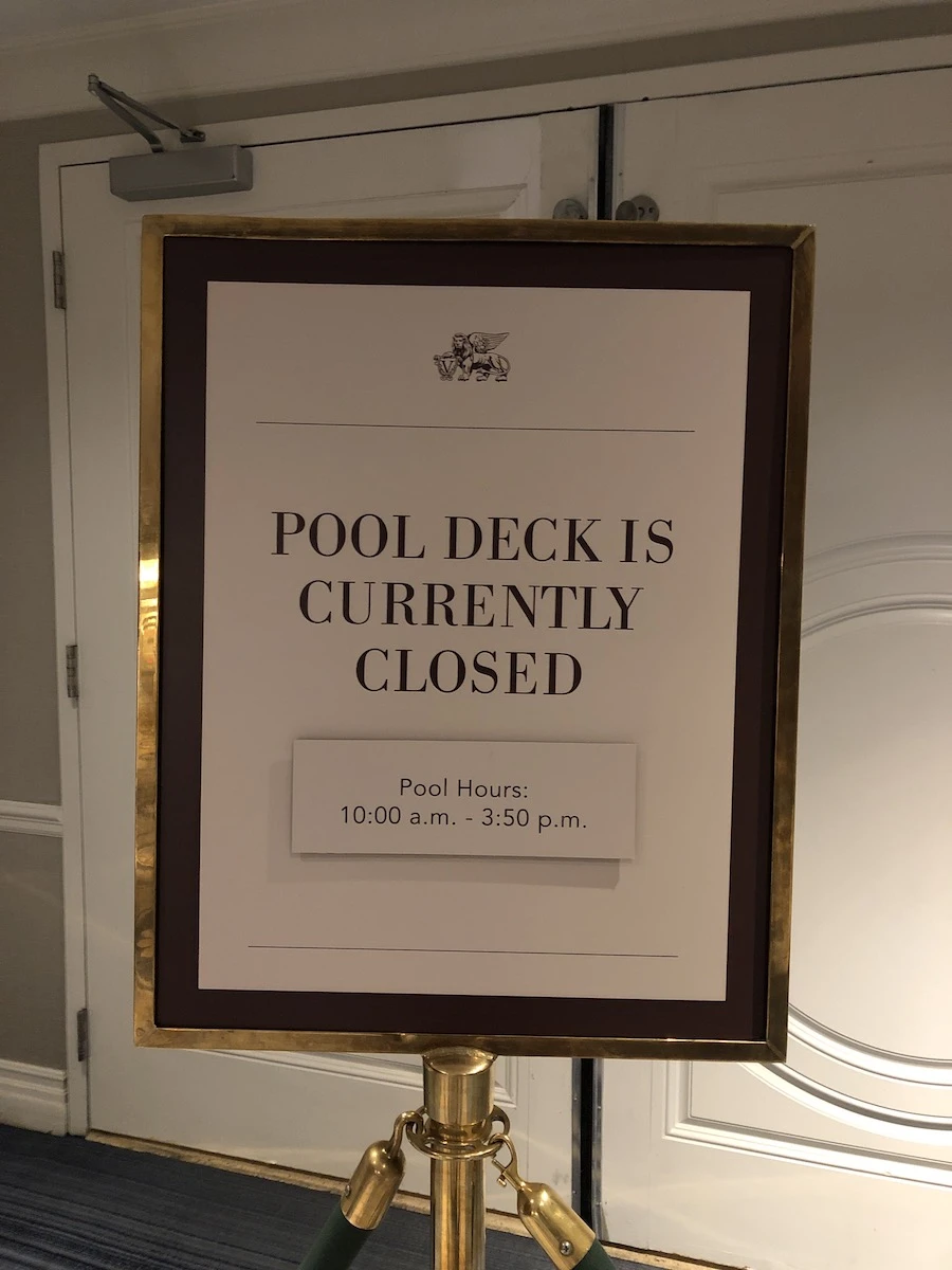 closed pool sign at The Palazzo Las Vegas