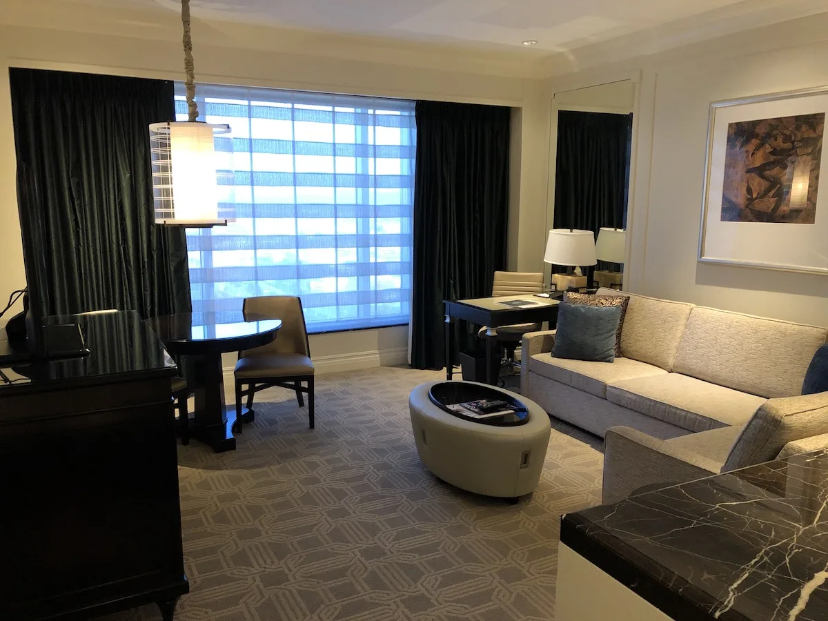 living room in suite at The Palazzo Las Vegas