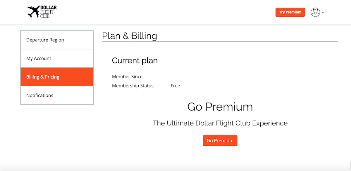 Upgrade a free Dollar Flight Club Membership to a Premium Membership