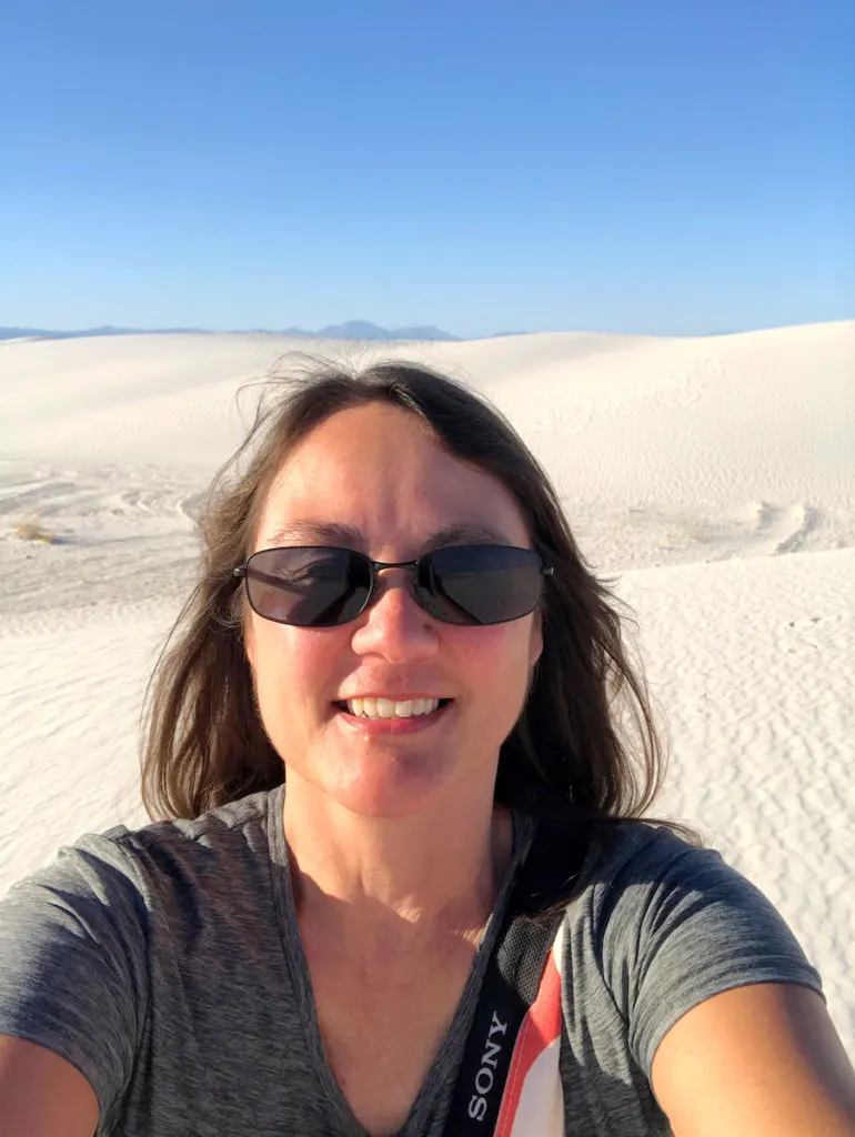 girl standing in white sands dunes at White Sands National Park