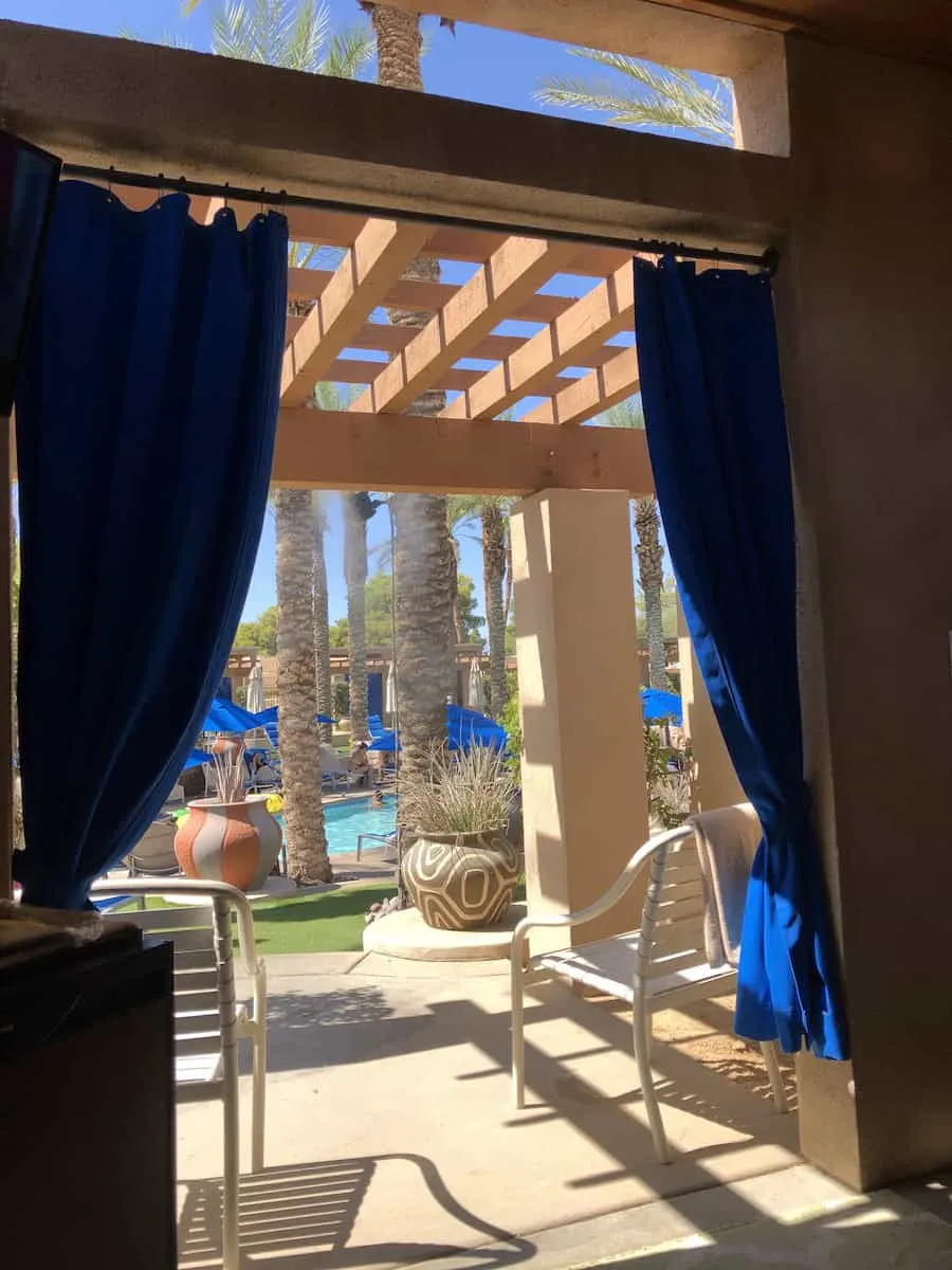 view from inside pool cabana