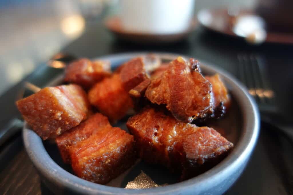 chunks of crispy pork belly