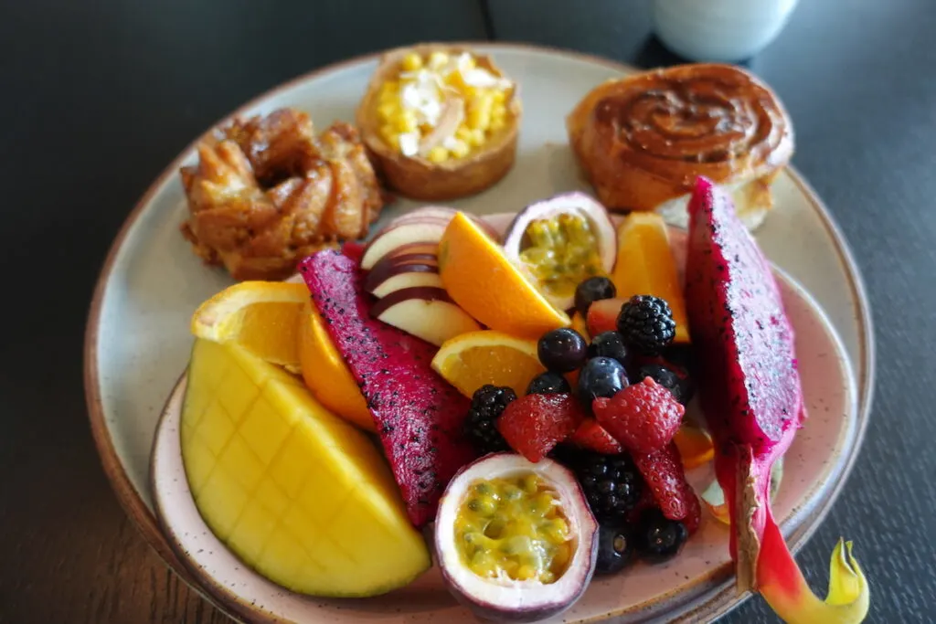 assorted pastries and fruit 