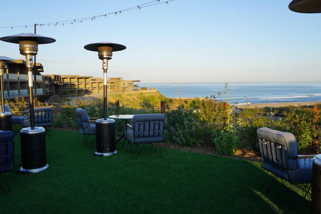 outdoor seating with coastline views