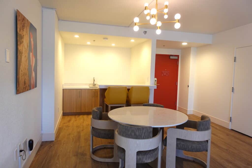 dining area of hotel suite