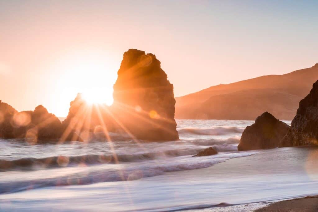 beach at sunrise, rodeo beach