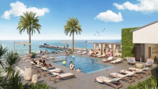 hotel rooftop pool overlooking beach