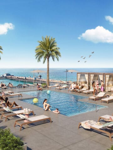 hotel rooftop pool overlooking beach