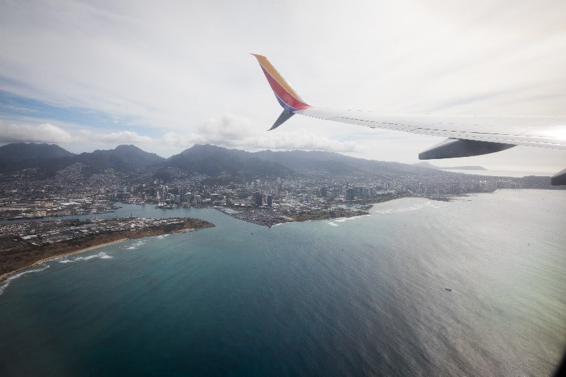 Honolulu from the air on a Southwest Airlines flight