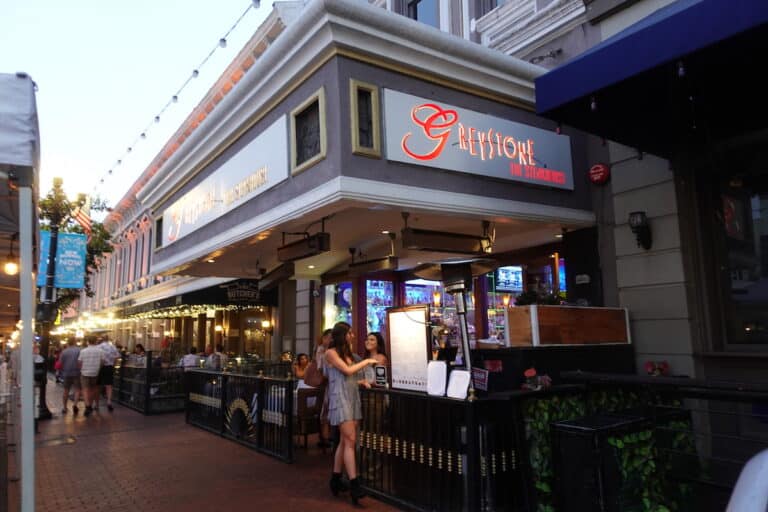 front of steakhouse restaurant in san diego gaslamp district, greystone steakhouse
