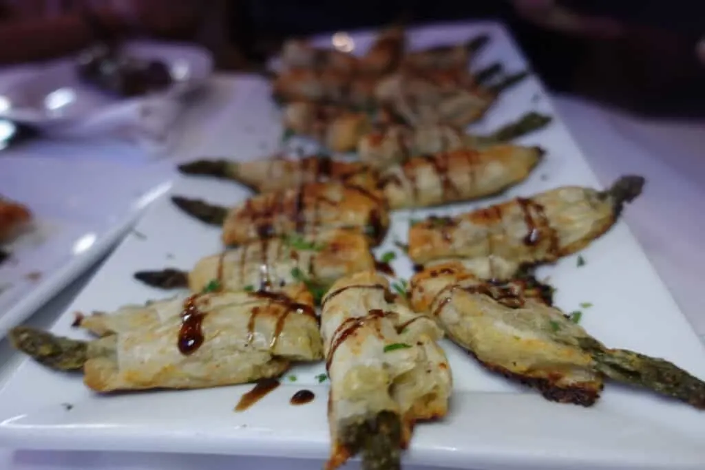 baked asparagus wrapped in filo dough, greystone steakhouse